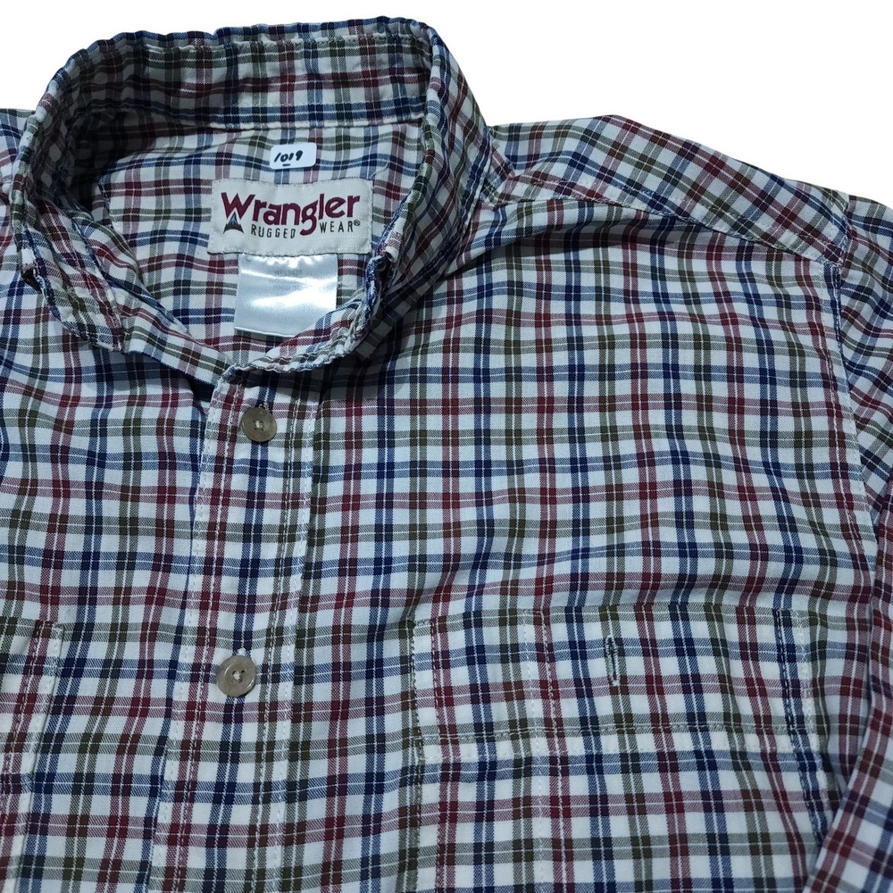 Wrangler Mens XL Plaid Button Down Shirt Long Sleeve Cotton Western Workwear